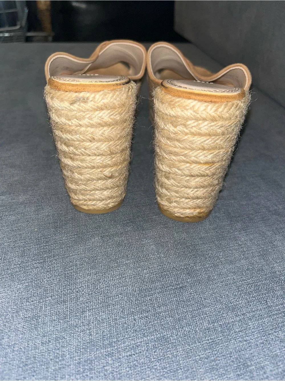 Zara Tan Suede Espadrille Wedge Slides Size 7.5